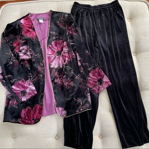 Dress Barn Collection Jacket Shell Combo Pull On Velvet Pants 14W - Picture 1 of 9